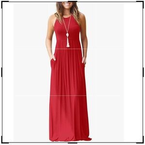 Women’s XS red Maxi Sundress WITH POCKETS
